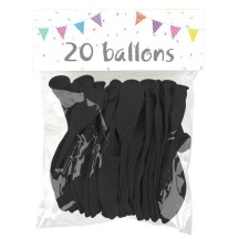 20 Ballons Latex Noir 25 cm - 36029N - Ballons latex
