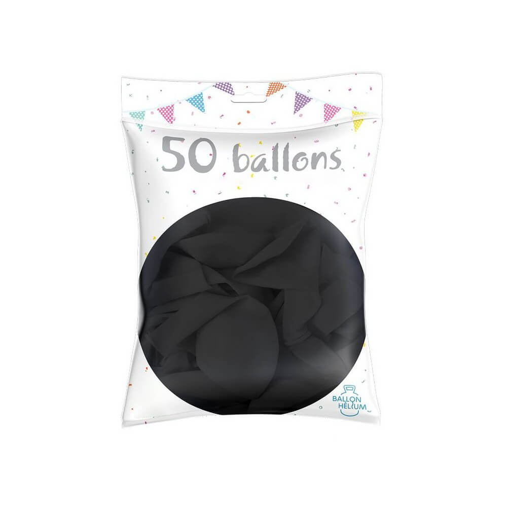 50 Ballons Latex Noir 30 cm - 36200NO - Ballons latex