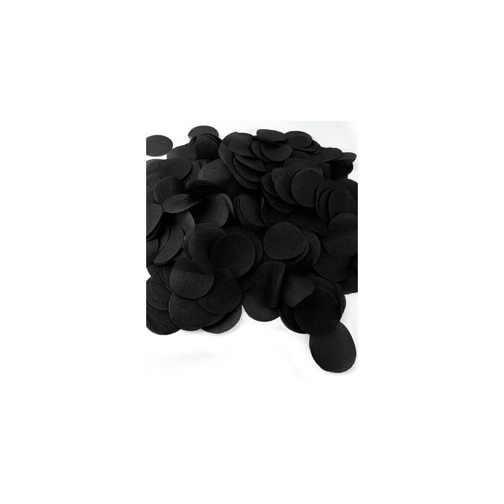 80g de confettis XXL Diam 5 cm Noir papier de soie en boite décorée - 22602JFNO - Confettis