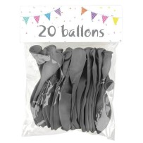 20 Ballons Latex Argent 25 cm - 36029 - Ballons latex