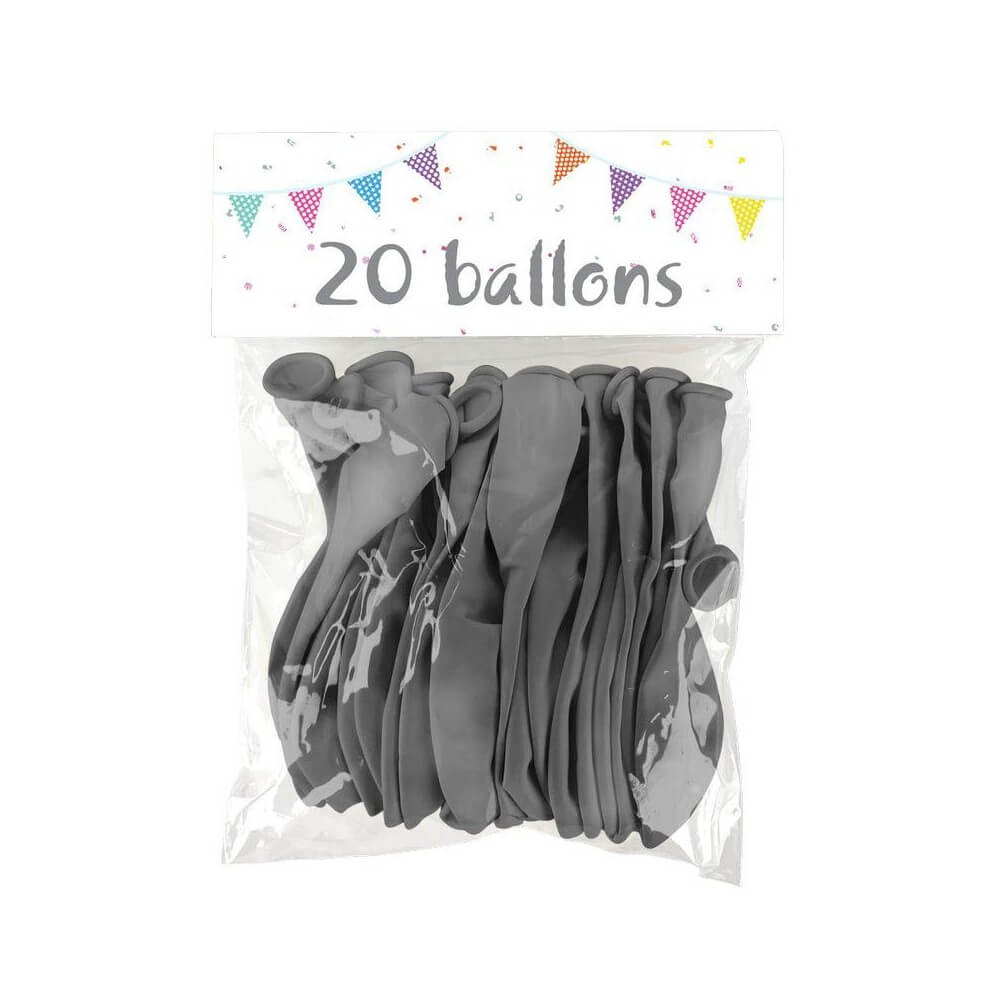 20 Ballons Latex Argent 25 cm - 36029 - Ballons latex