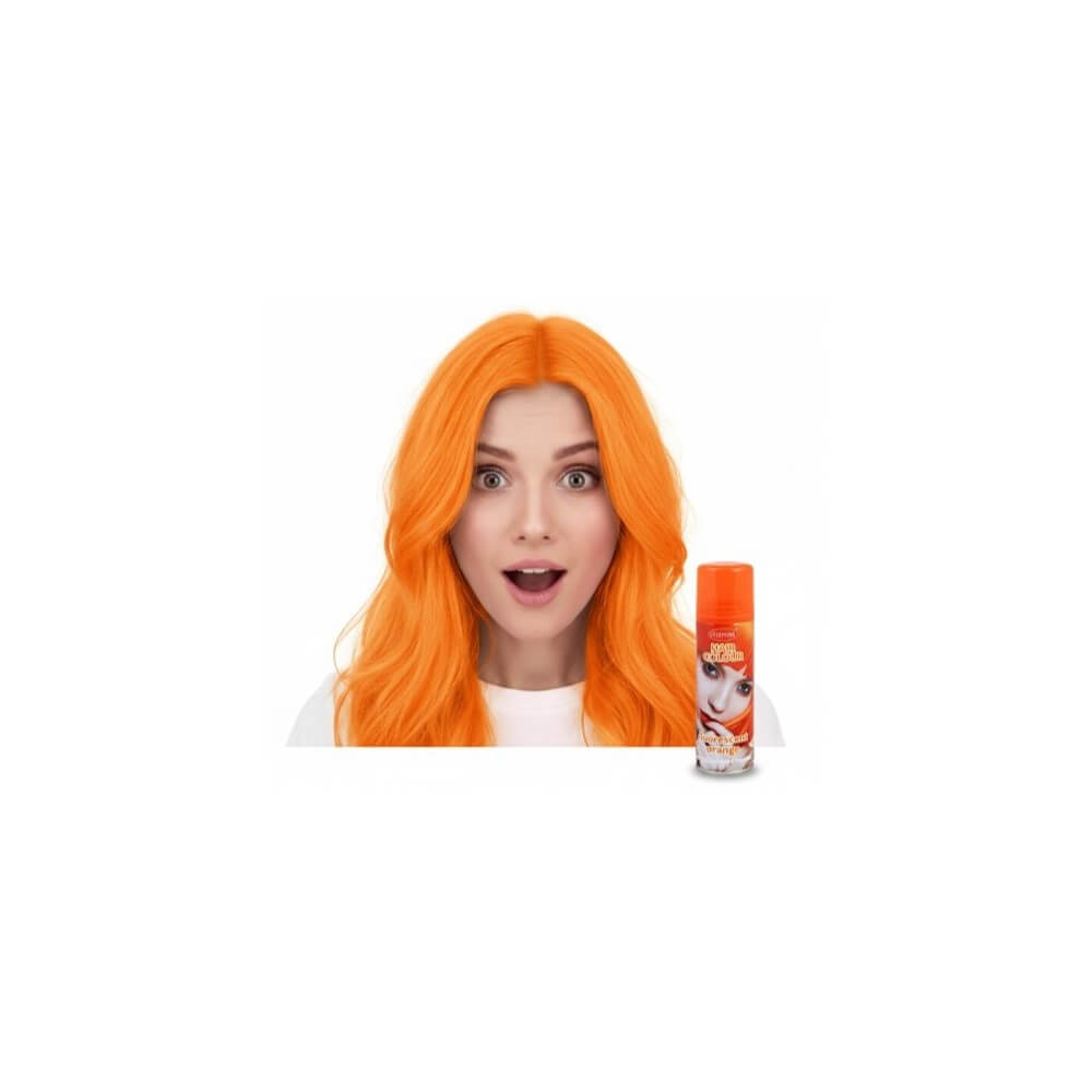 Laque à cheveux 125ml Orange Fluo – Coloration temporaire - 30103 - Laques à Cheveux Colorées