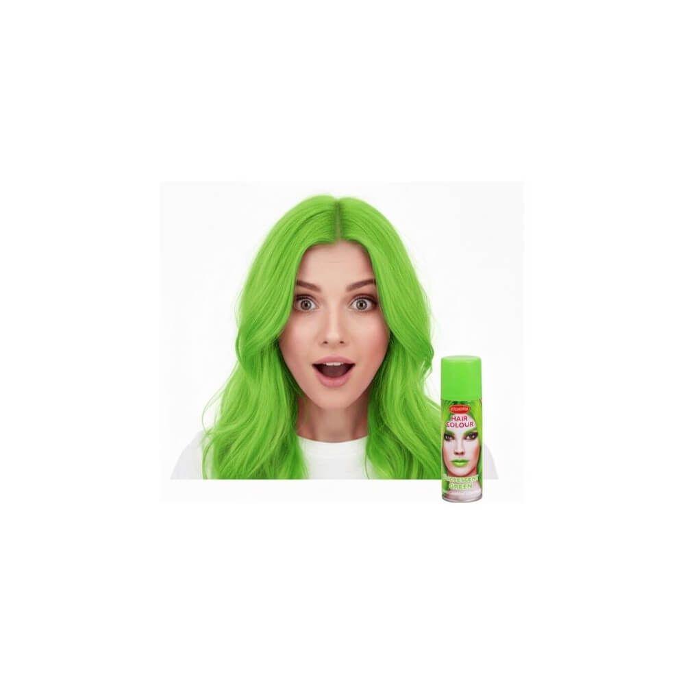 Laque à cheveux 125ml Vert Fluo – Coloration temporaire - 30105 - Laques à Cheveux Colorées