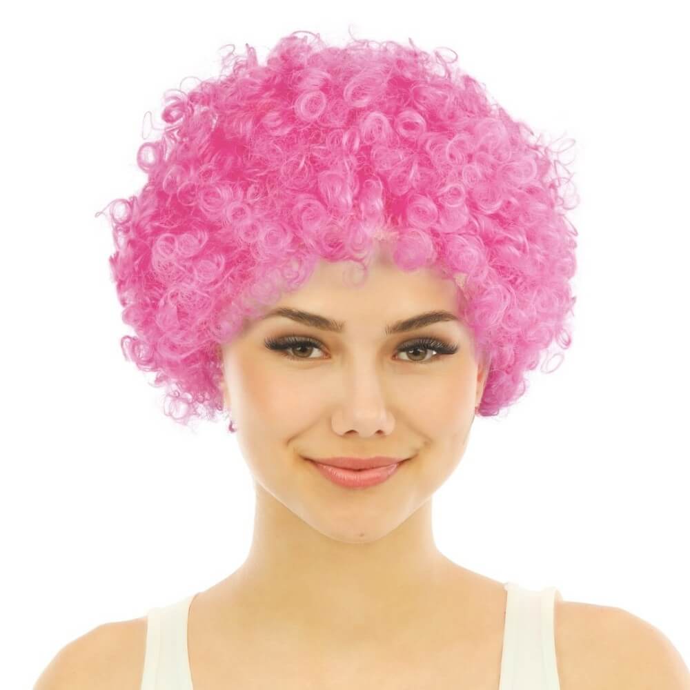 Perruque courte frisée - rose - 68001 - Perruques