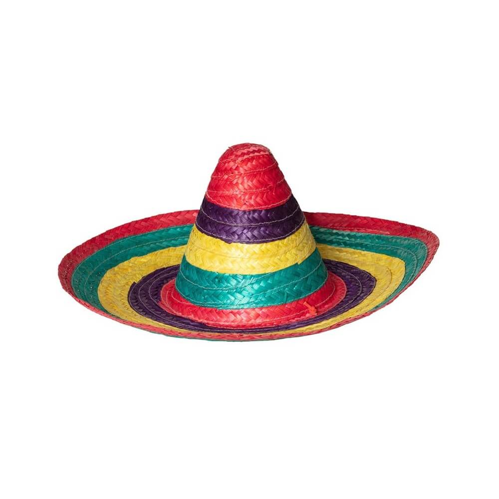 Sombrero Pueblo Multicolore 49 cm – Fiesta Mexicana Adulte - B95460 - Chapeaux