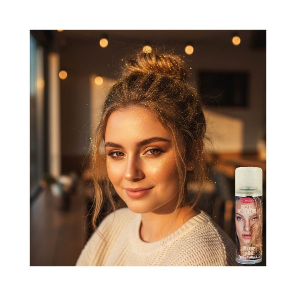 Laque à cheveux paillettes 125ml Or – Spray scintillant - 30200 - Laques à Cheveux Colorées