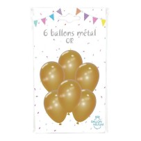 6 Ballons Métal Or 30 cm - 36426GO - Ballons latex