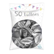 50 Ballons Latex Métal Nacré Argent 30 cm - 36238AR - Ballons latex
