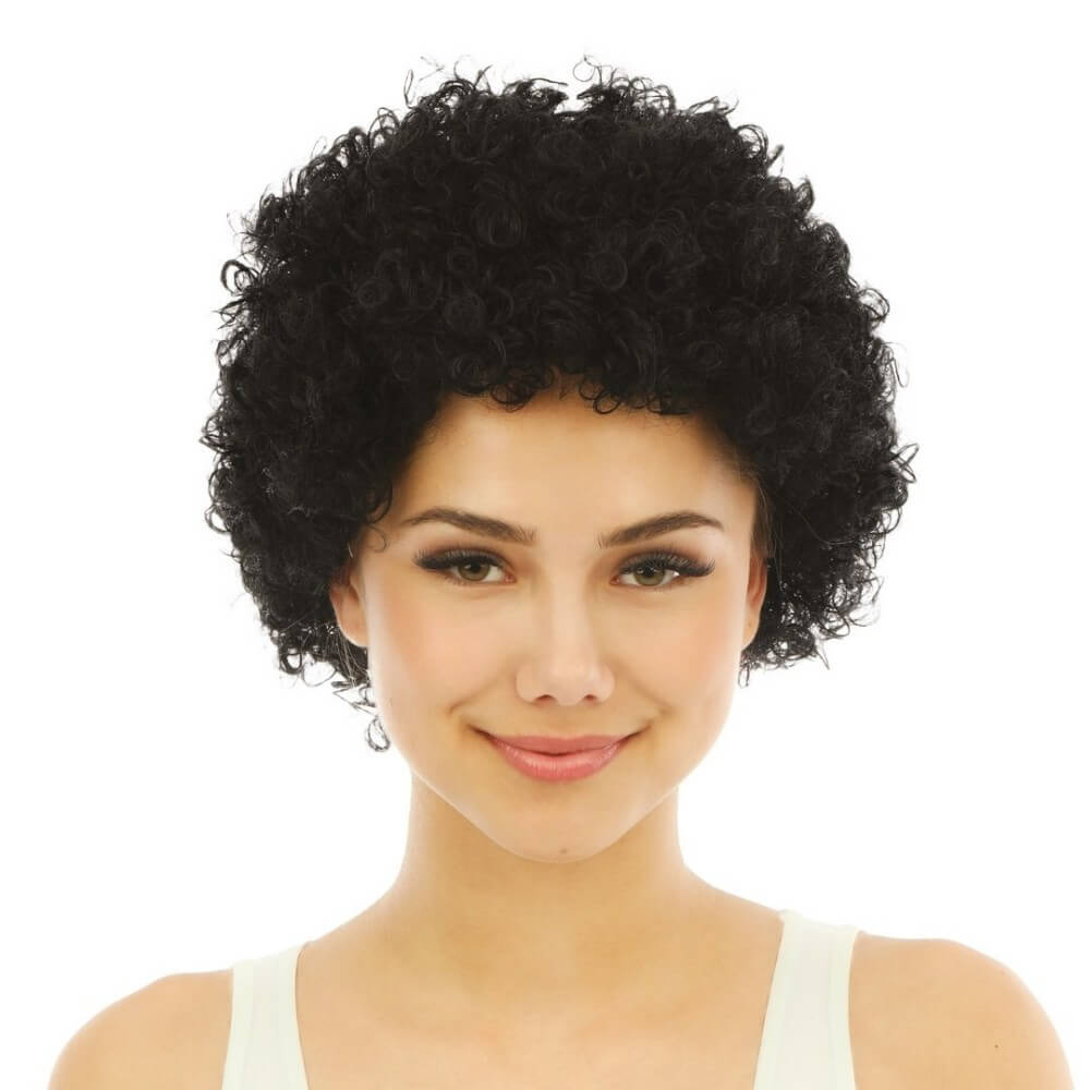 Perruque courte frisée - noir - 68007 - Perruques