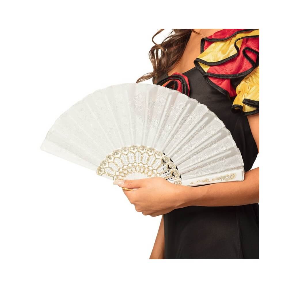 Éventail Granada 25 cm Blanc – Accessoire élégant - B00508 - Bijoux fantaisie