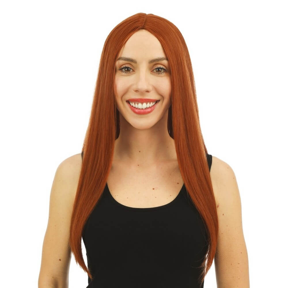 Perruque longue raide - roux - 60 cm - 68038 - Perruques