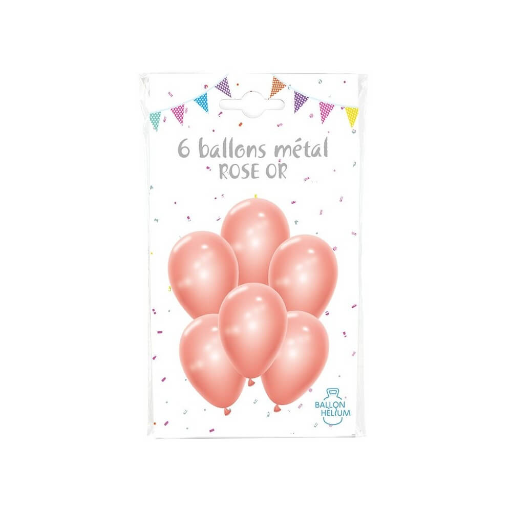 6 Ballons Métal Rose Gold 30 cm - 36426ROG - Ballons latex