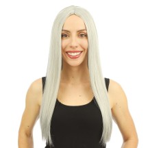 Perruque longue raide - gris - 60 cm - 68041 - Perruques