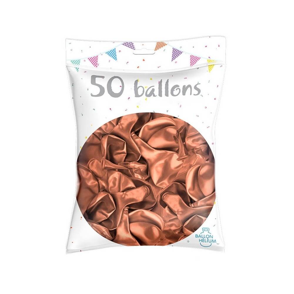 50 Ballons Latex Métal Nacré Rose Gold 30 cm - 36238ROG - Ballons latex