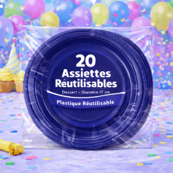 20 Assiettes rondes marine 17 cm réutilisables - 141747 - Assiettes