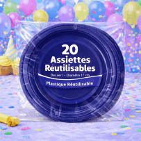 20 Assiettes rondes marine 17 cm réutilisables - 141747 - Assiettes