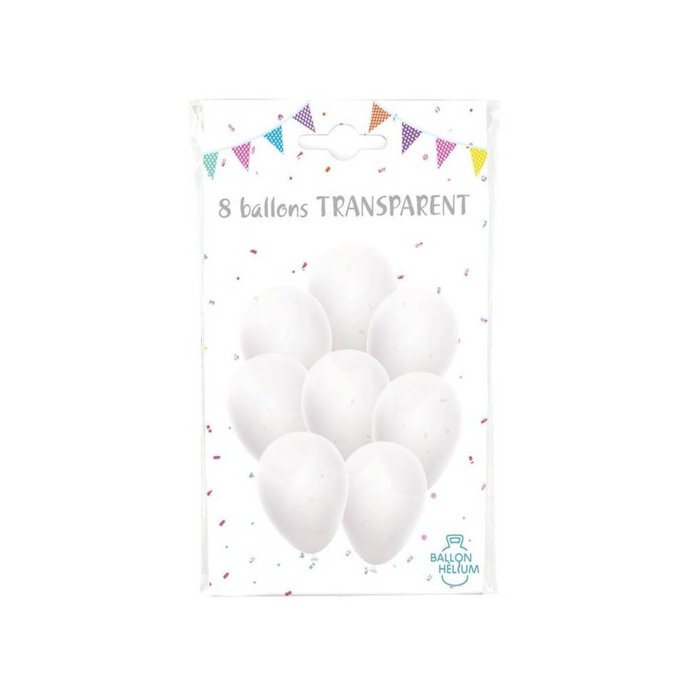 8 Ballons Transparants 30 cm - 36424TR - Ballons latex