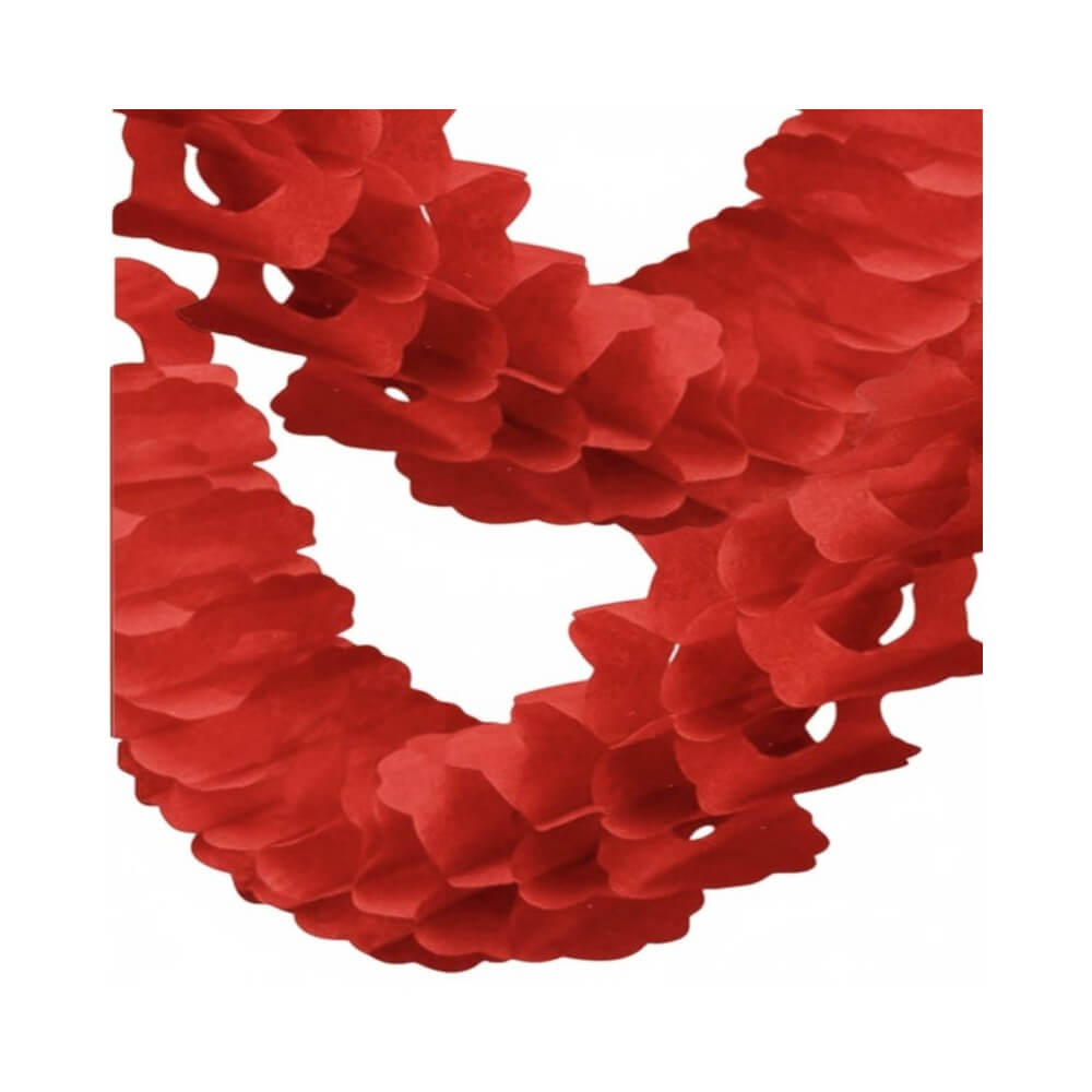 Guirlande Zinnia 4 m Rouge – Décoration Festive - 03201RG - Guirlandes en Papier