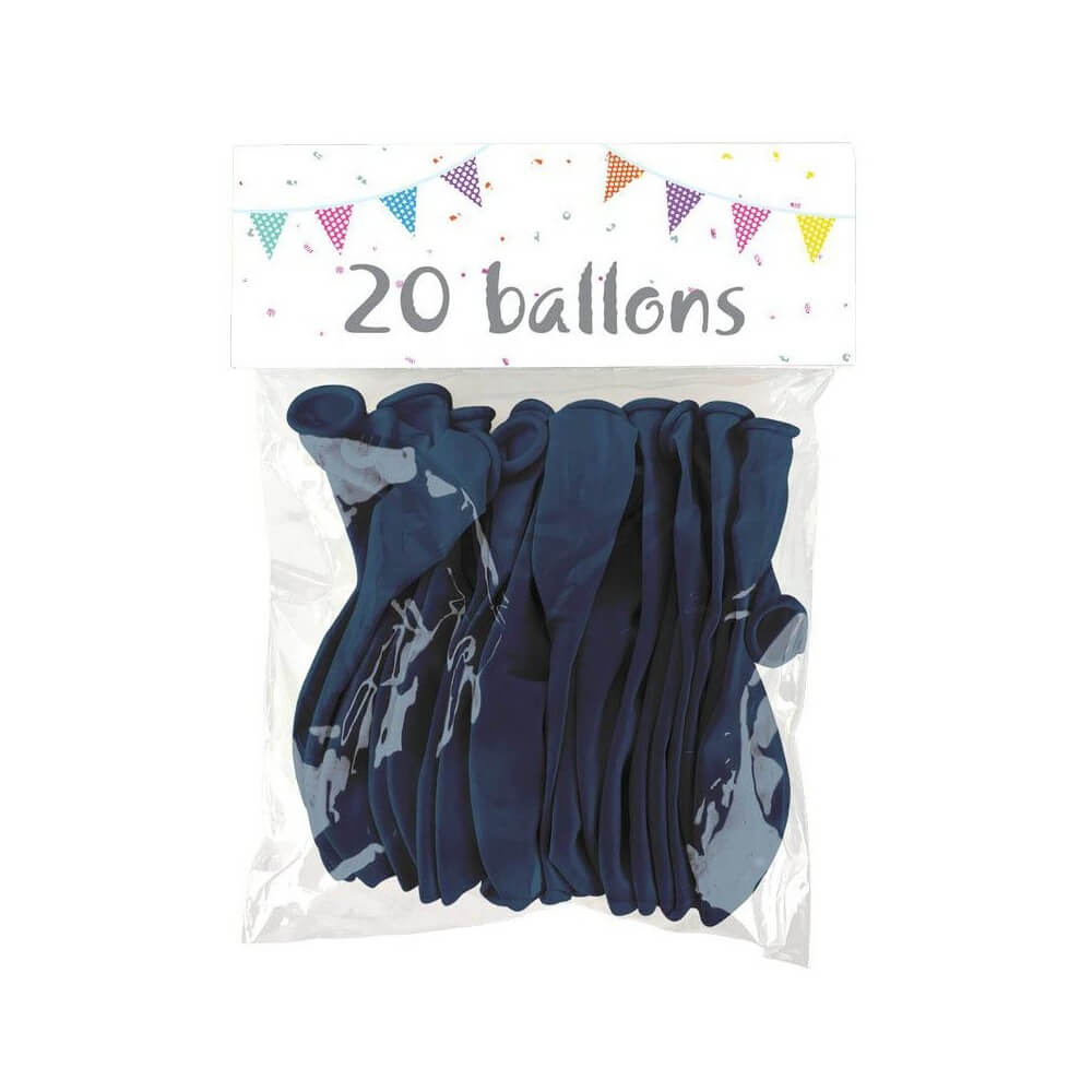 20 Ballons Latex Bleu Dark 25 cm - 36022 - Ballons latex