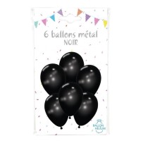 6 Ballons Métal Noir 30 cm - 36426NO - Ballons latex