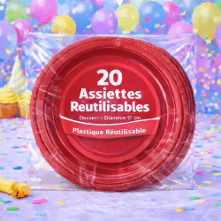 20 Assiettes rondes rouge 17 cm réutilisables - 141754 - Assiettes