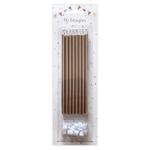 16 Bougies Rose Gold 14,5 cm + Supports – Anniversaire Chic - 43048 - Bougies pour Anniversaire