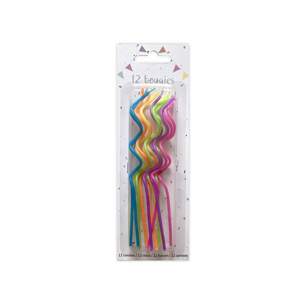 12 Bougies Spirales Multicolores – Anniversaire - 43065 - Bougies pour Anniversaire