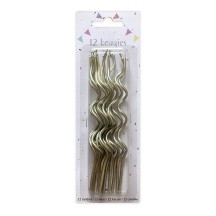 12 Bougies Spirales Or – Anniversaire Chic - 43066 - Bougies pour Anniversaire