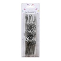 12 Bougies Spirales Argent – Anniversaire Chic - 43067 - Bougies pour Anniversaire