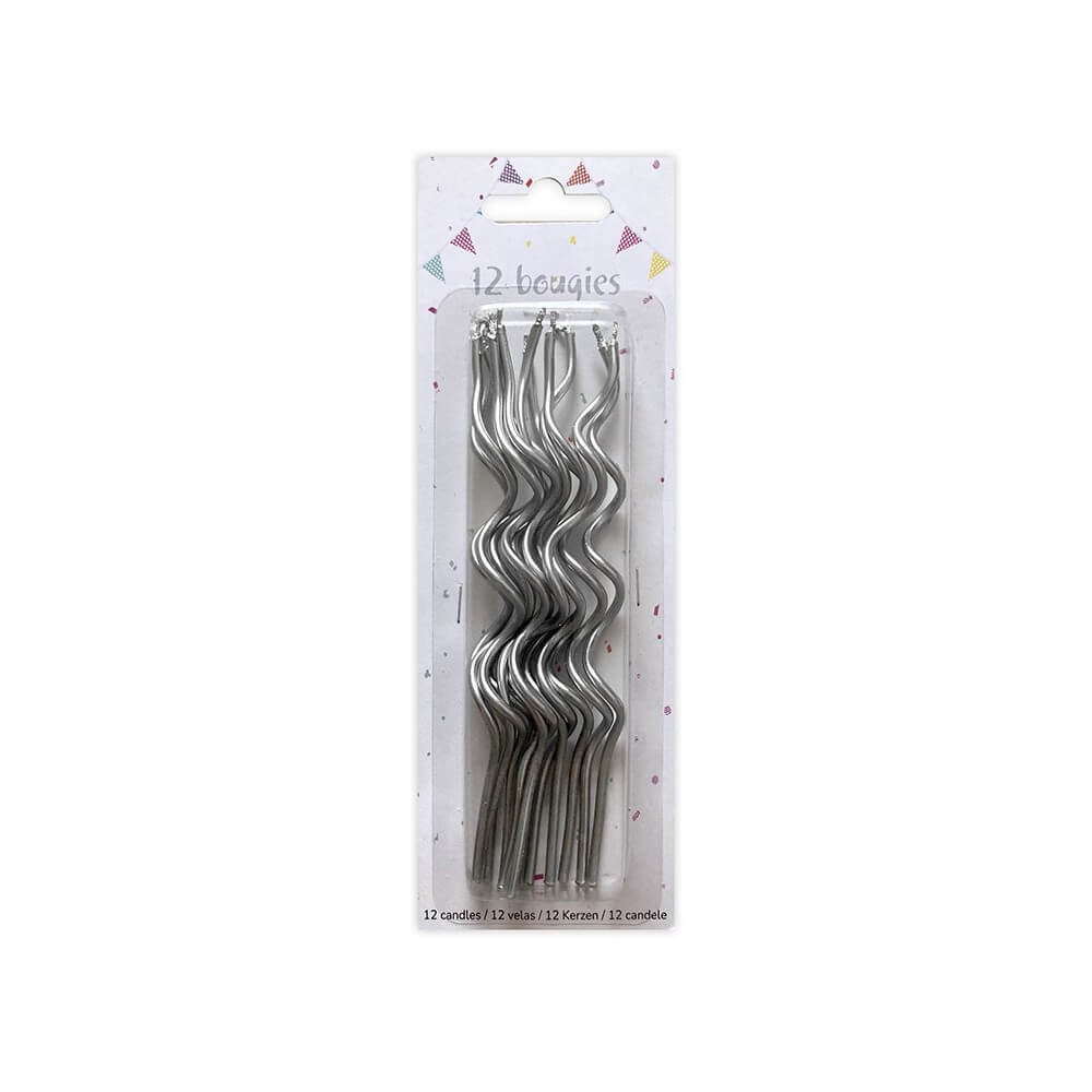 12 Bougies Spirales Argent – Anniversaire Chic - 43067 - Bougies pour Anniversaire