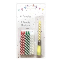Bougie Musicale + 6 Bougies Multicolores – Anniversaire - 43068 - Bougies pour Anniversaire