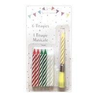 Bougie Musicale + 6 Bougies Multicolores – Anniversaire - 43068 - Bougies pour Anniversaire