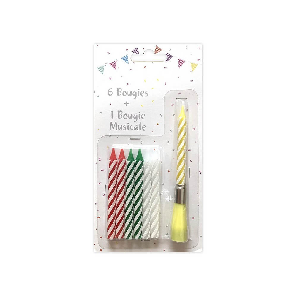 Bougie Musicale + 6 Bougies Multicolores – Anniversaire - 43068 - Bougies pour Anniversaire
