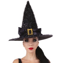 Chapeau de Sorcière Noir Brillant Adulte - 23149 - Chapeaux