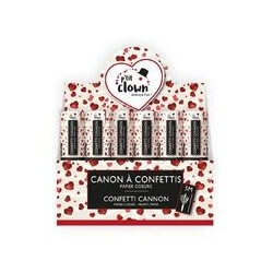 Canon à confettis 20 cm Cœurs rouges - 93004 - Canons à confettis