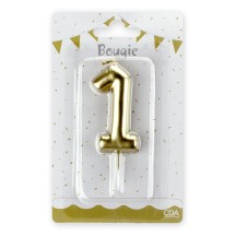 Bougie Métallisée Or Chiffre 0 à 9 – Anniversaire - BMOR09 - Bougies pour Anniversaire