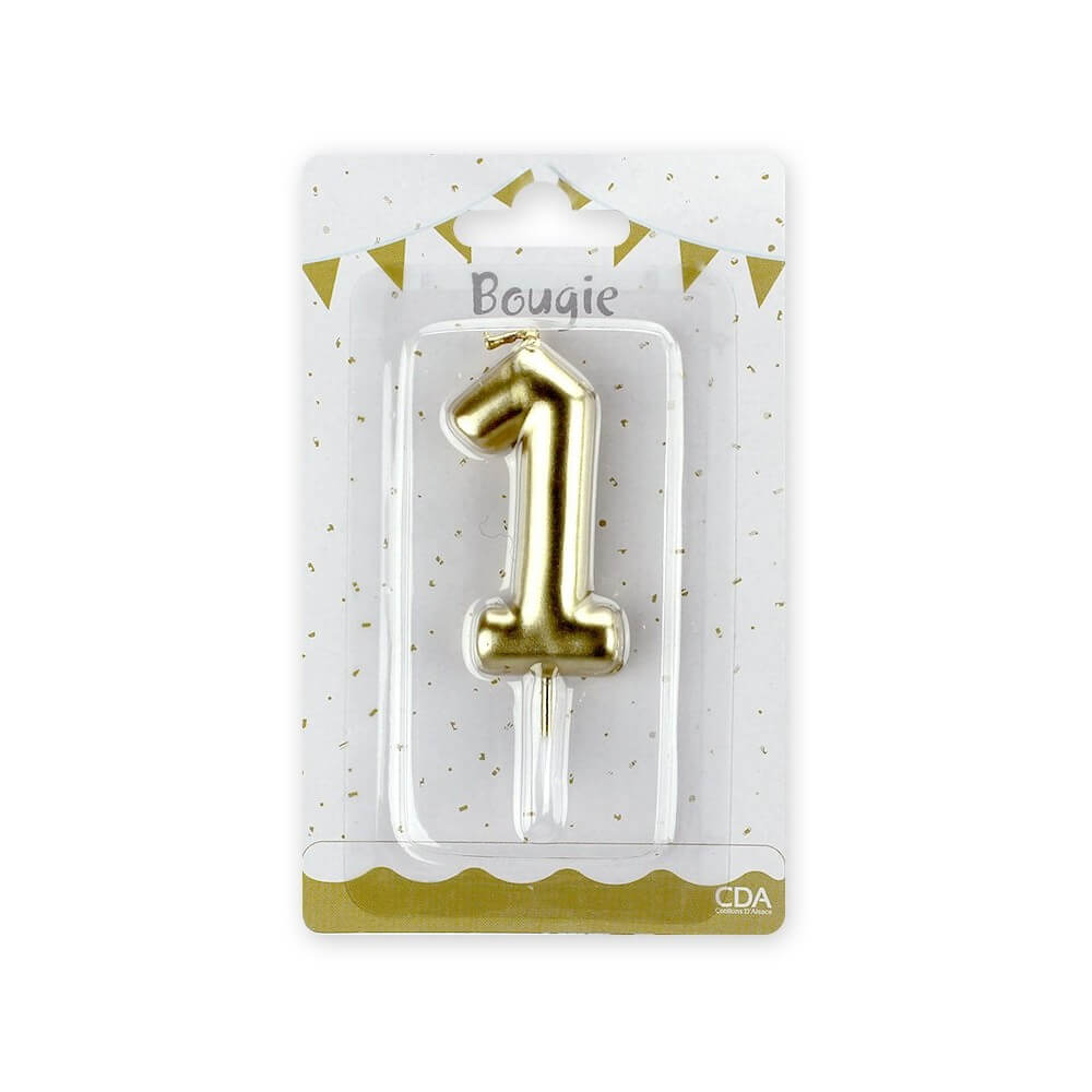 Bougie Métallisée Or Chiffre 0 à 9 – Anniversaire - BMOR09 - Bougies pour Anniversaire
