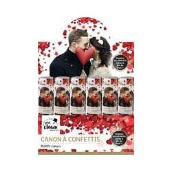 Canon à confettis 20 cm Cœurs rouges - 93004 - Canons à confettis