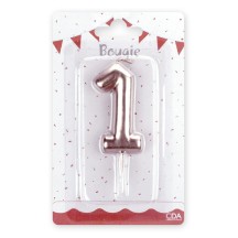 Bougie Métallisée Rose Gold Chiffre 0 à 9 – Anniversaire - BMRG09 - Bougies pour Anniversaire