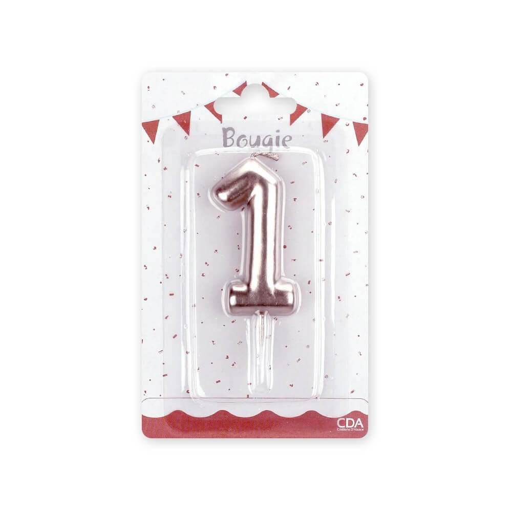 Bougie Métallisée Rose Gold Chiffre 0 à 9 – Anniversaire - BMRG09 - Bougies pour Anniversaire