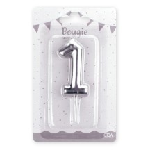 Bougie Métallisée Argent Chiffre 0 à 9 – Anniversaire - BMRG09 - Bougies pour Anniversaire