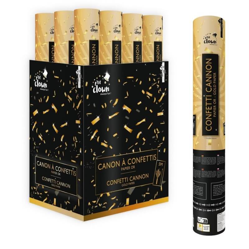 Canon à confettis 40 cm Or - 93005 - Canons à confettis