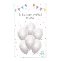 6 Ballons Métal Blanc 30 cm - 36426BL - Ballons latex