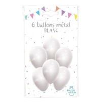 6 Ballons Métal Blanc 30 cm - 36426BL - Ballons latex