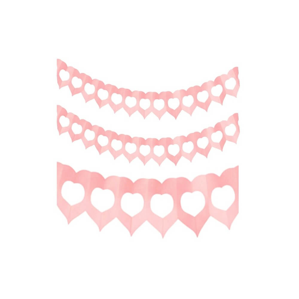 Guirlande Deux Cœurs 4 m Rose – Décoration Romantique - 03014RO - Guirlandes en Papier