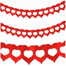 Guirlande Deux Cœurs 4 m Rouge – Décoration Romantique - 03014RG - Guirlandes en Papier