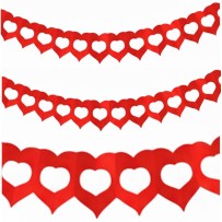 Guirlande Deux Cœurs 4 m Rouge – Décoration Romantique - 03014RG - Guirlandes en Papier