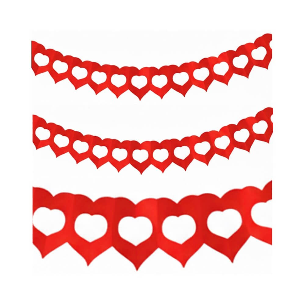 Guirlande Deux Cœurs 4 m Rouge – Décoration Romantique - 03014RG - Guirlandes en Papier