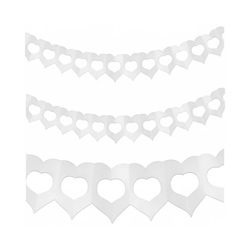 Guirlande Deux Cœurs 4 m Blanc – Décoration Mariage - 03014BL - Guirlandes en Papier