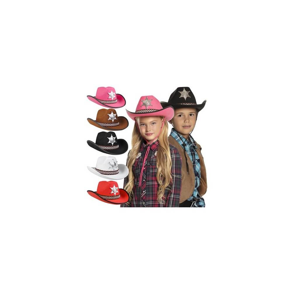 Chapeau Shérif Junior – 5 Couleurs Assorties Western - B04110 - Chapeaux